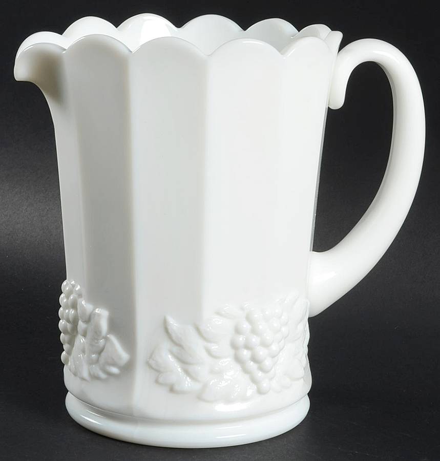 Paneled Grape Milk Glass 32 Oz Pitcher by Plum Glass Company-1