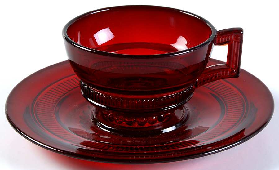 Cavendish Ruby Cup & Saucer Set by Paden City-1