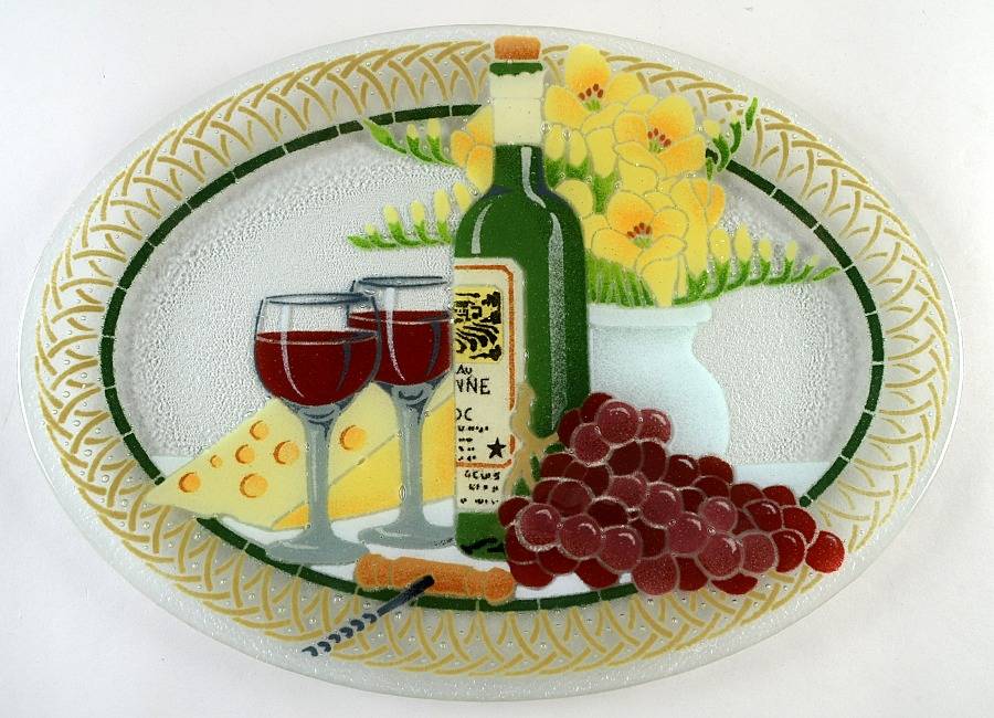 Wine 17" Oval Platter by Peggy Karr-1