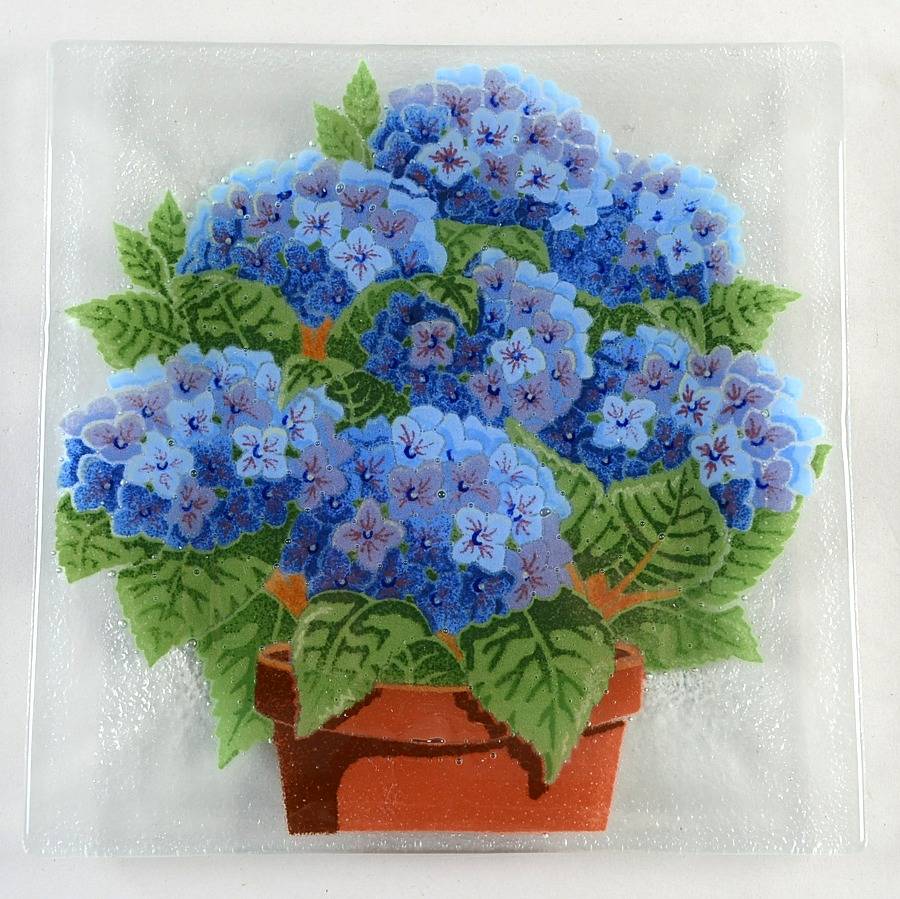 Hydrangea 10" Square Platter by Peggy Karr-1