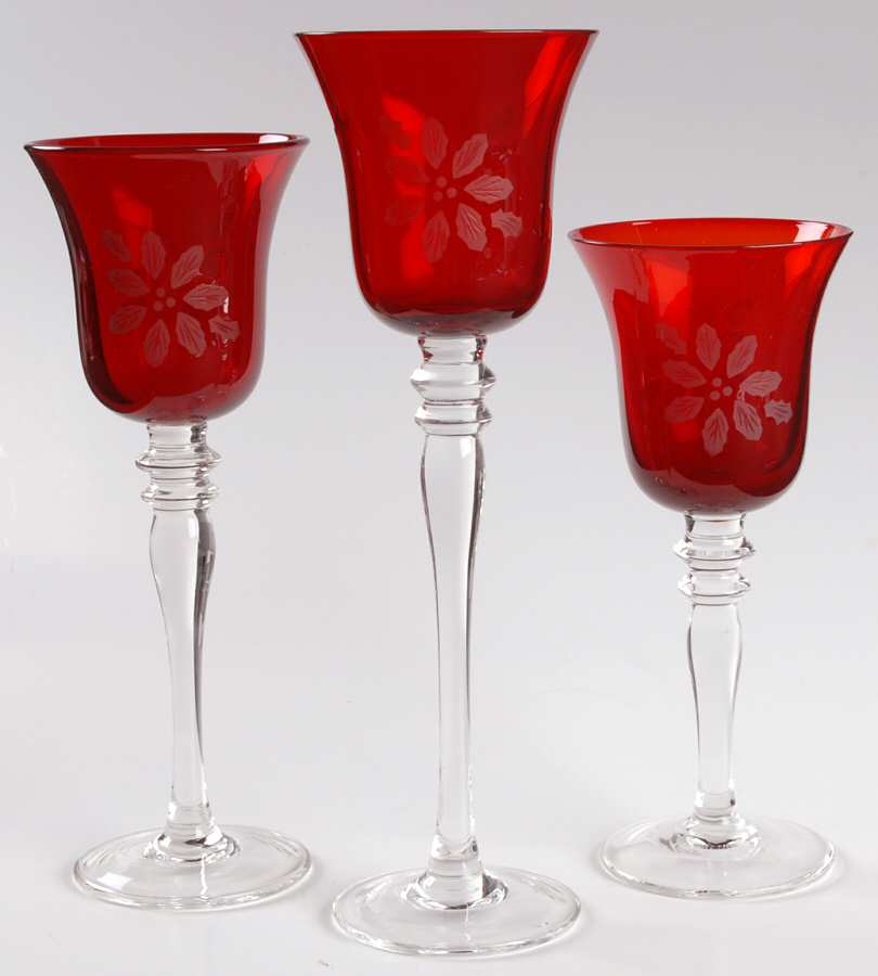 Poinsettia Stemmed Votive Candleholder (Set of 3) by Princess House-1