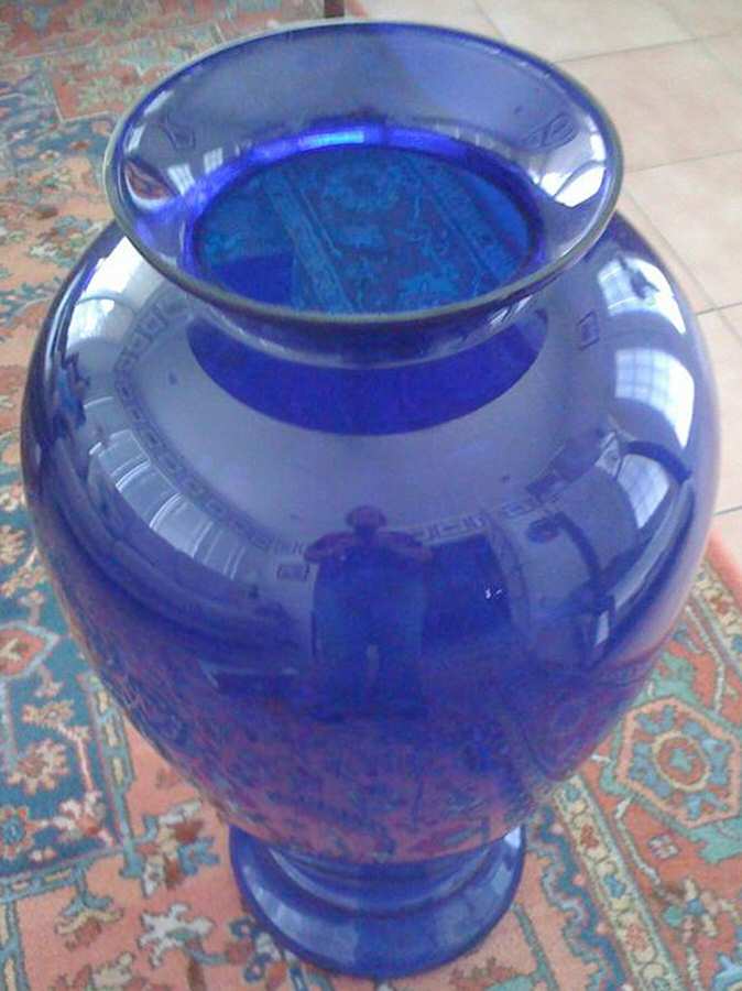 Masterwork Cobalt Blue 29" Empire Vase by Pilgrim Glass-1