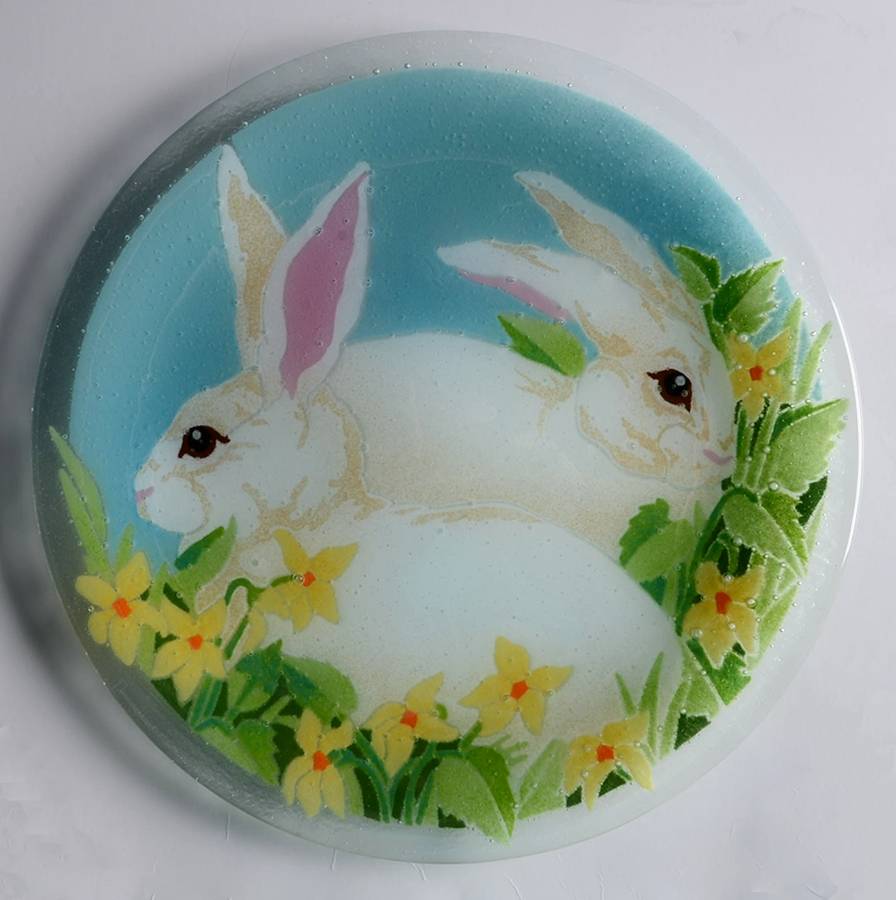 Easter Bunny Dinner Plate by Peggy Karr-1