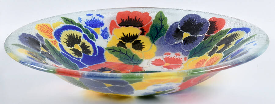 Pansies 9" Round Bowl by Peggy Karr-1