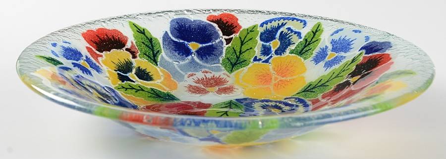 Pansies 10" Shallow Round Bowl by Peggy Karr-1