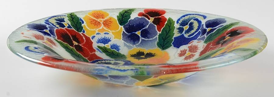 Pansies 13" Flared Bowl by Peggy Karr-1