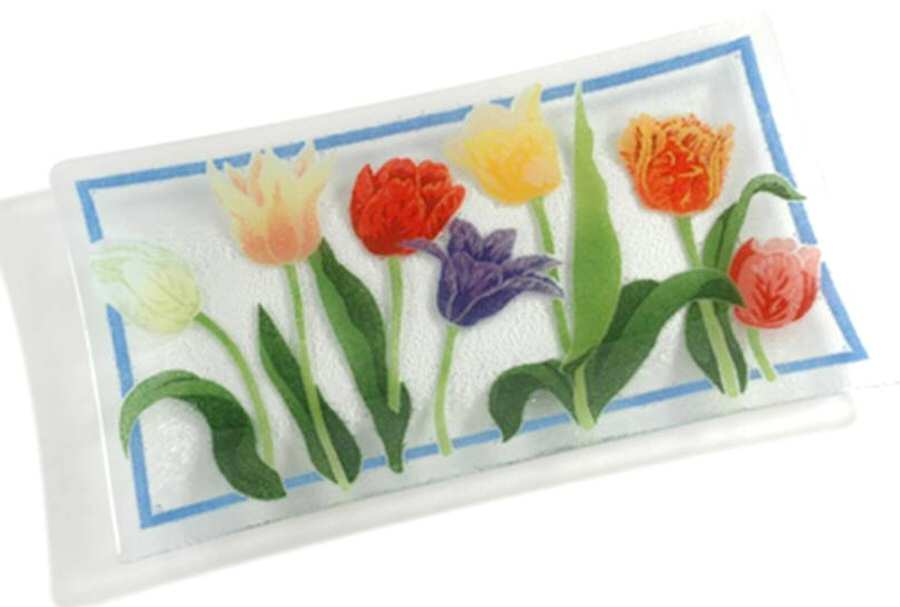 Tulips 14" Rectangular Tray by Peggy Karr-1