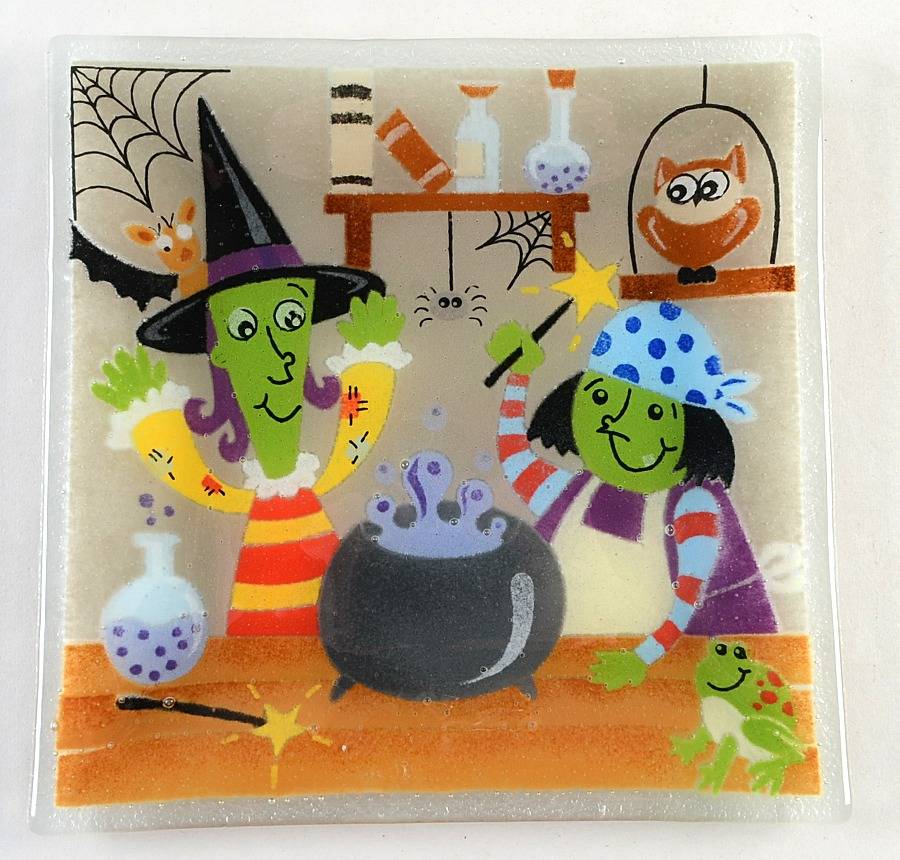 Witches Brew 10" Square Platter by Peggy Karr-1