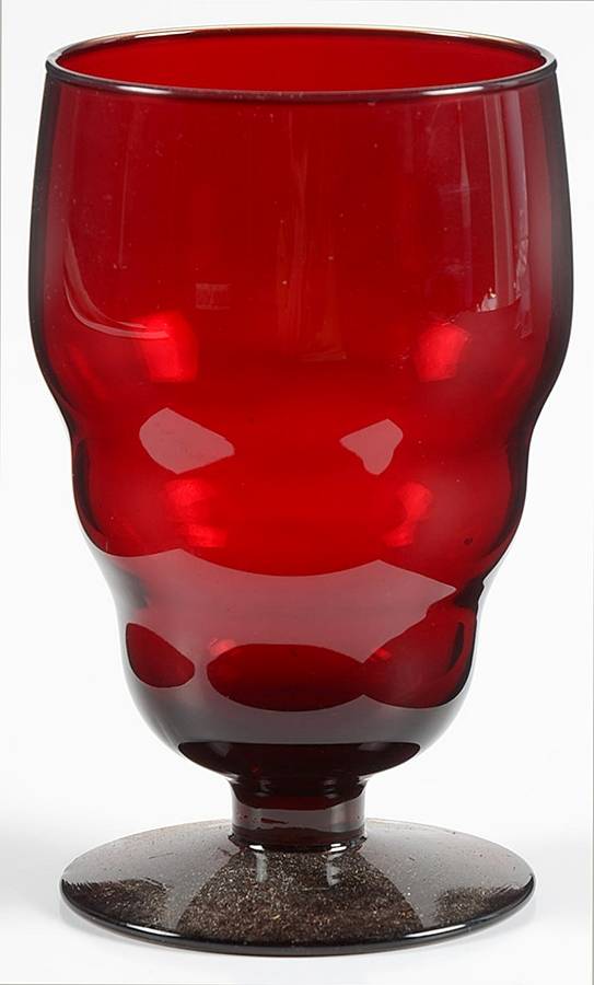 708 Ruby Water Goblet by Paden City-1
