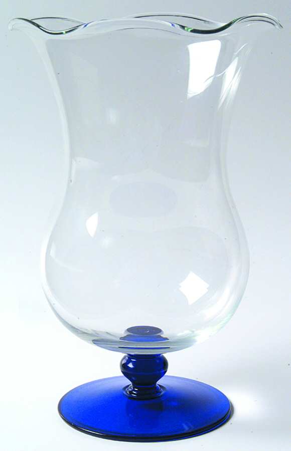 Crystal Sapphire 10" Crimped Vase by Princess House-1