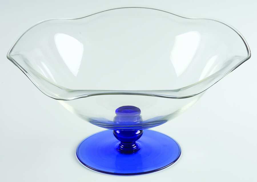 Crystal Sapphire 10" Round Crimped Bowl by Princess House-1
