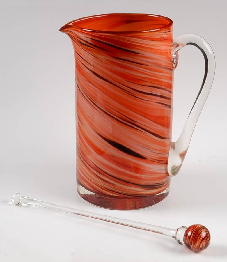 Red Twist Martini Pitcher with Stirrer by Pier 1-1