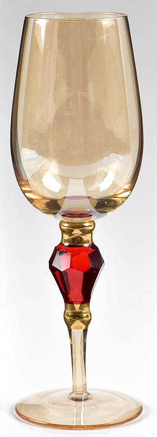Amber Luster Red Jewel Water Goblet by Pier 1-1