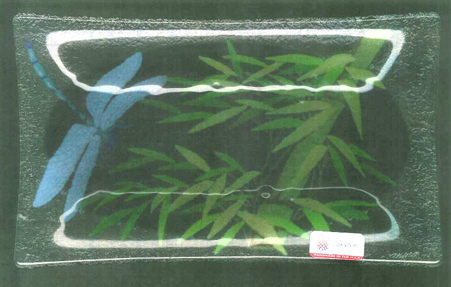 Asian Dragonfly 10" Rectangular Tray by Peggy Karr-1