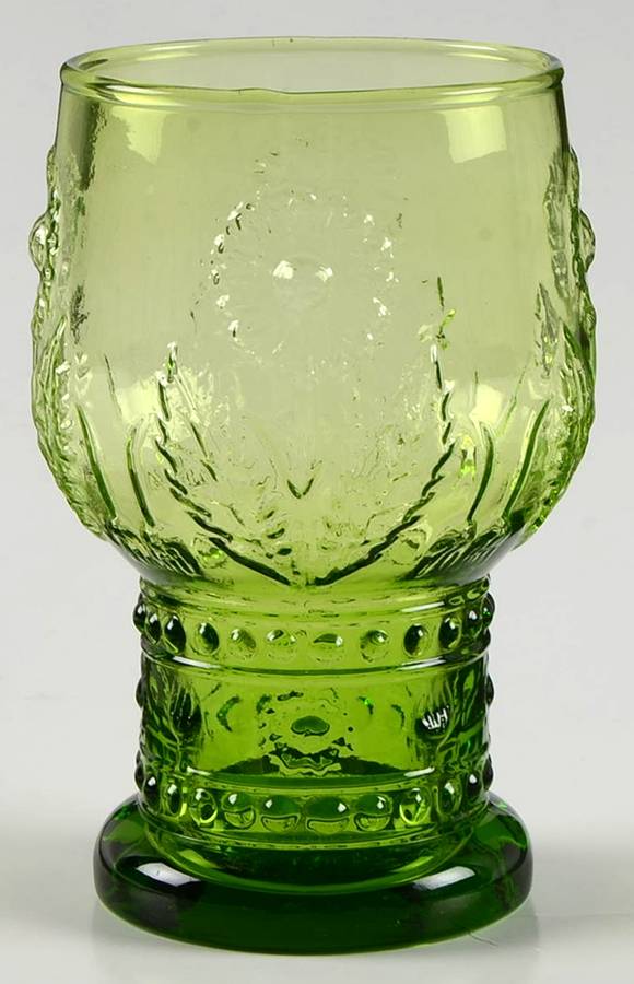 Vintage Flower Green Footed Tumbler by Pier 1-1