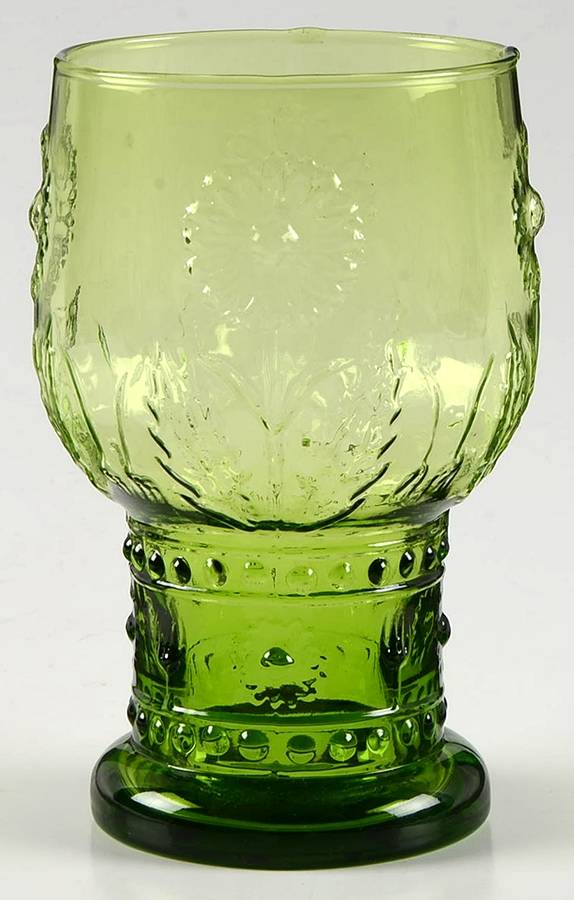 Vintage Flower Green Water Goblet by Pier 1-1