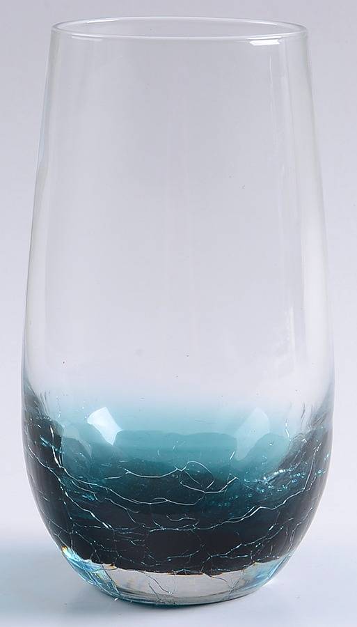 Teal Blue Crackle Tall Flat Tumbler by Pier 1-1