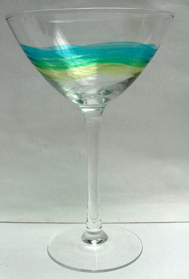 Blue Green Wave Martini Glass by Pier 1-1