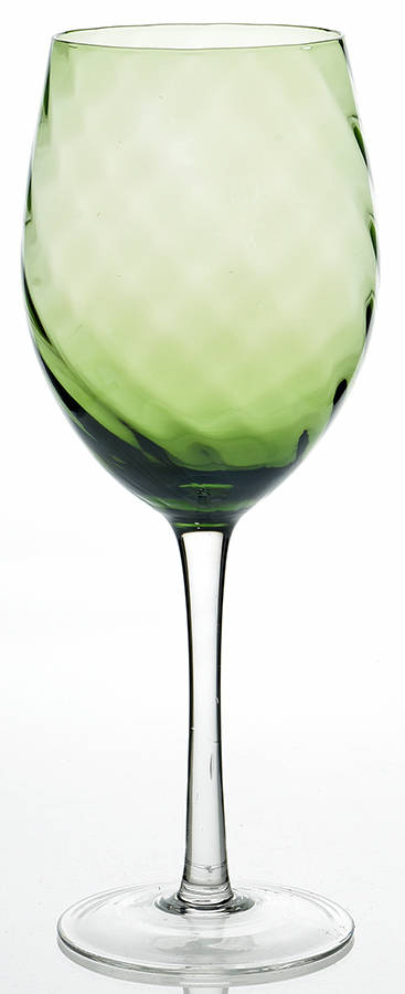 Optic Luster Olive Green Water Goblet by Pier 1-1