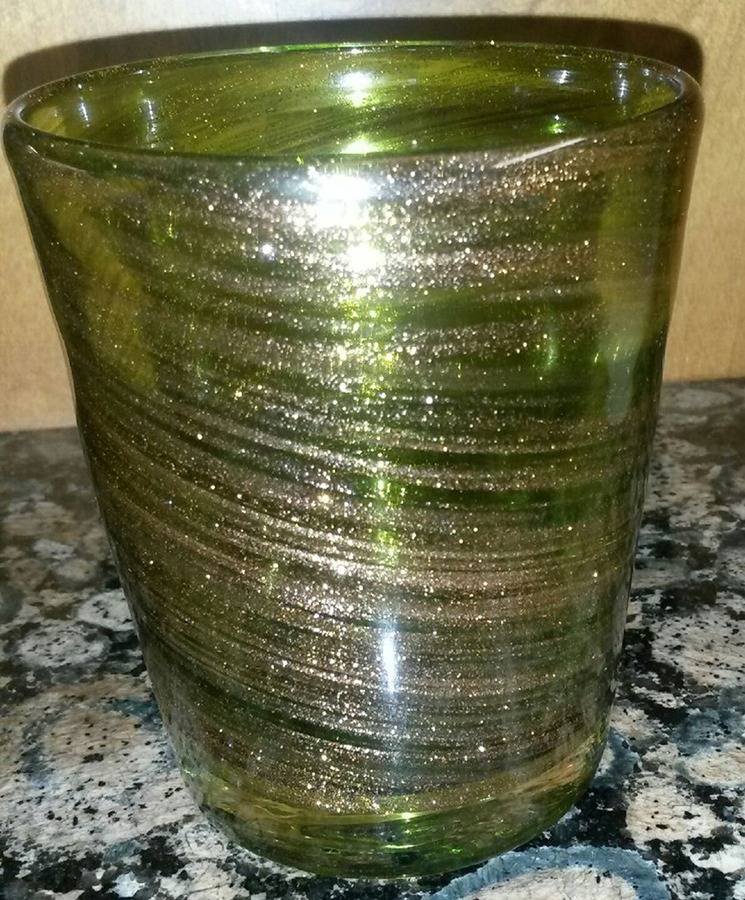 Olive with Gold Speckles Flat Tumbler by Pier 1-1