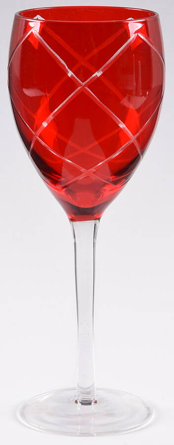 Diamond Etched Red Water Goblet by Pier 1-1