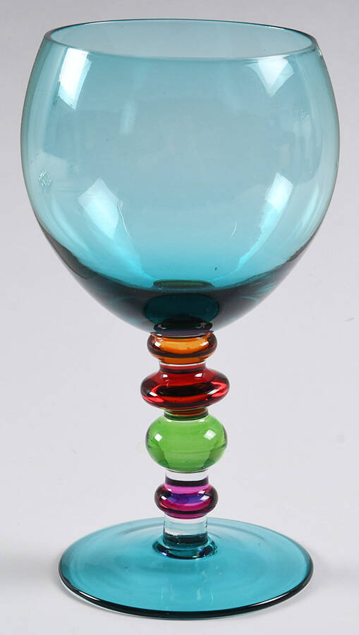 Colorful Stem Teal Water Goblet by Pier 1-1