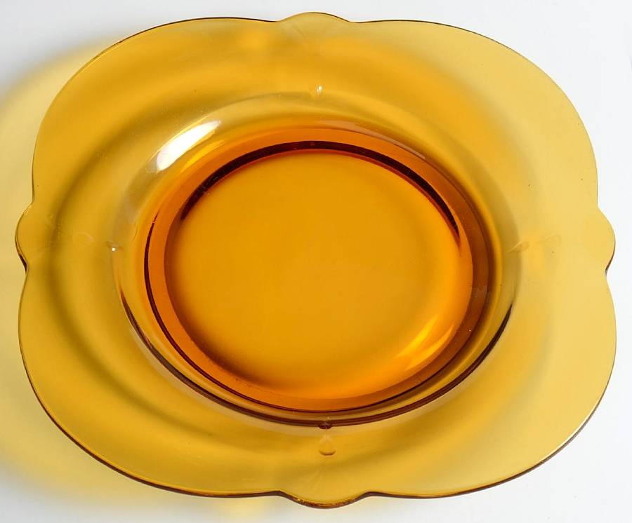 Crow's Foot Square Amber Salad Plate by Paden City-1