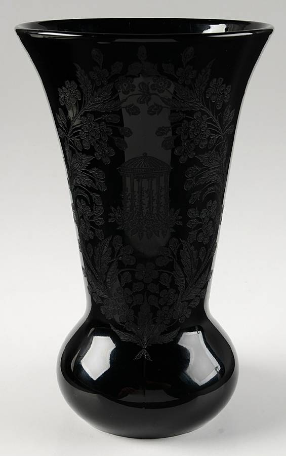 Utopia Black (Ebony) 10" Flower Vase by Paden City-1