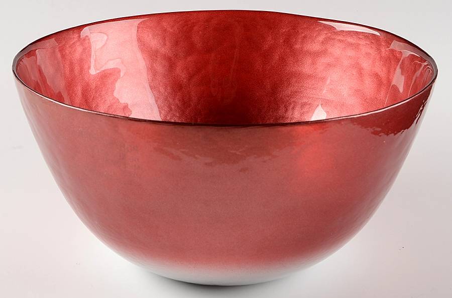 Pearlescent Red and Silver 9" Round Bowl by Portmeirion-1
