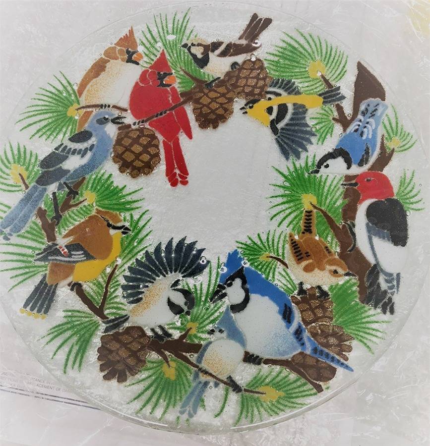 Festive Birds Dinner Plate by Peggy Karr-1
