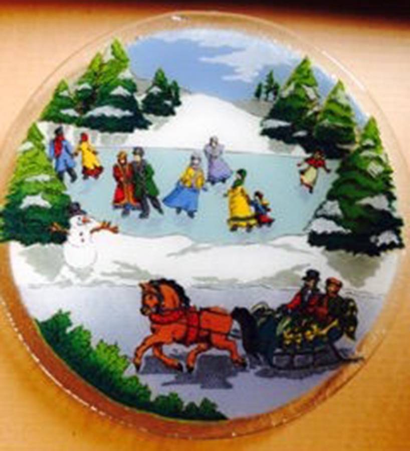 Skating Pond Dinner Plate by Peggy Karr-1