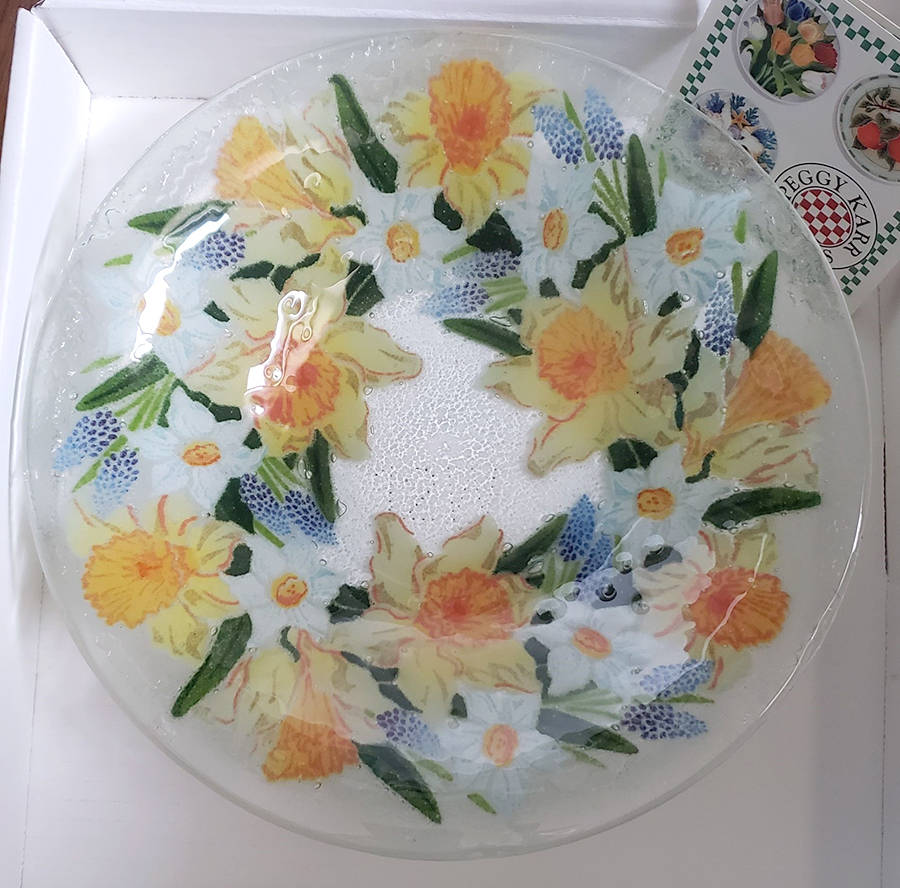 Daffodils 11" Round Bowl by Peggy Karr-1