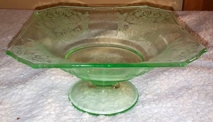 Gothic Garden Green Footed Bowl by Paden City-1