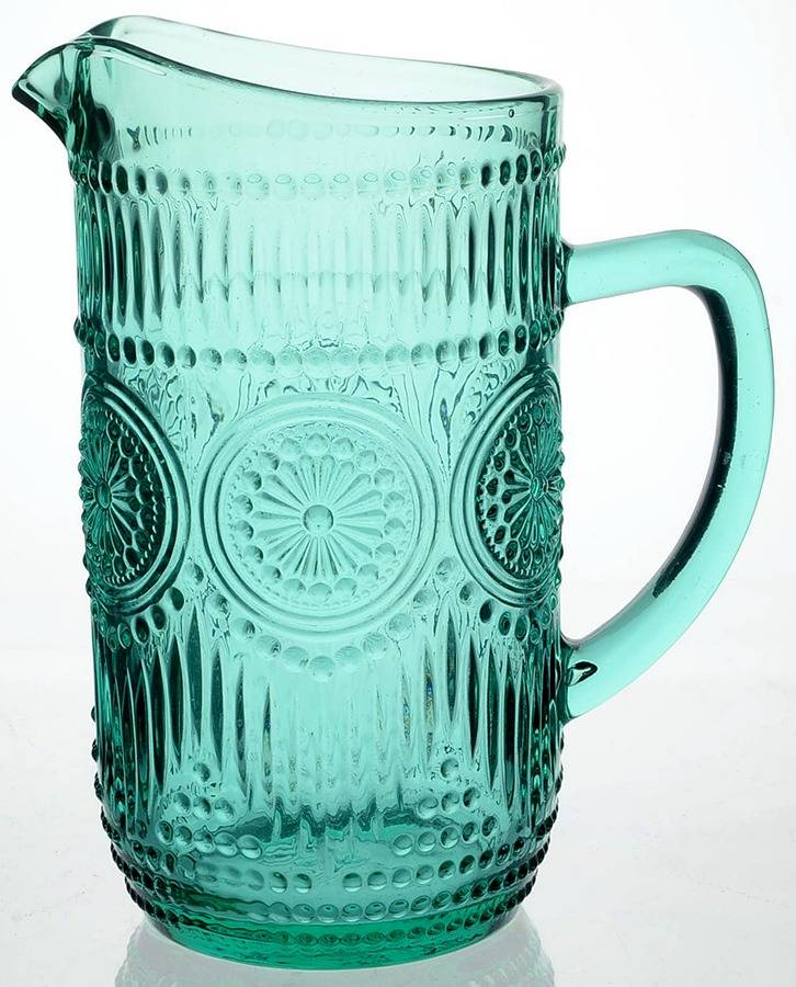 Adeline-Turquoise 54 Oz Pitcher by Pioneer Woman Glass-1