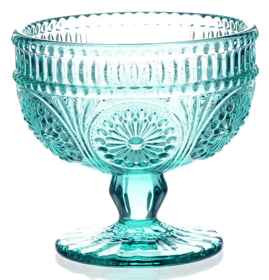 Adeline-Turquoise Ice Cream Cup-Footed by Pioneer Woman Glass-1