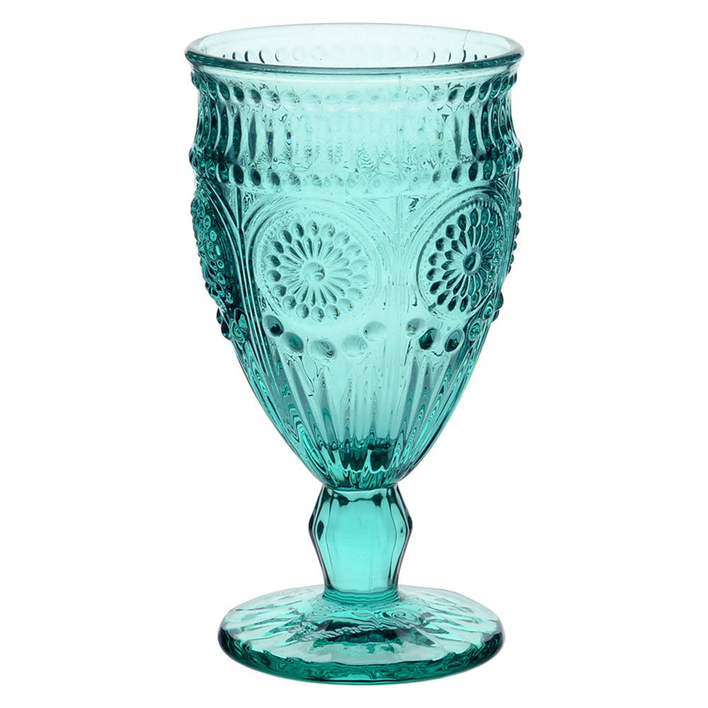 Adeline-Turquoise Water Goblet by Pioneer Woman Glass-1