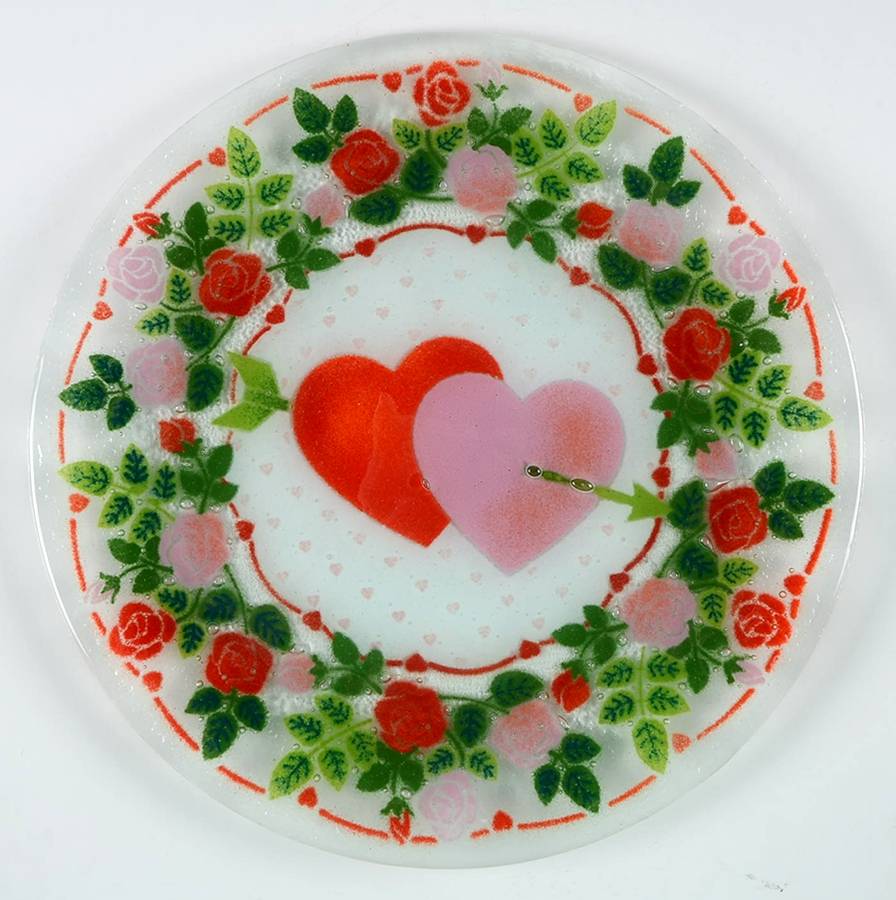 Hearts and Roses Dinner Plate by Peggy Karr-1