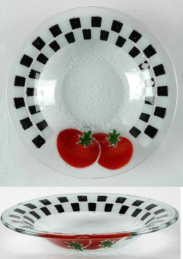 Checkerboard Veggies Rim Soup Bowl by Peggy Karr-1