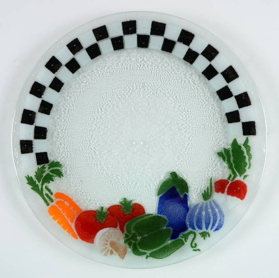 Checkerboard Veggies Dinner Plate by Peggy Karr-1