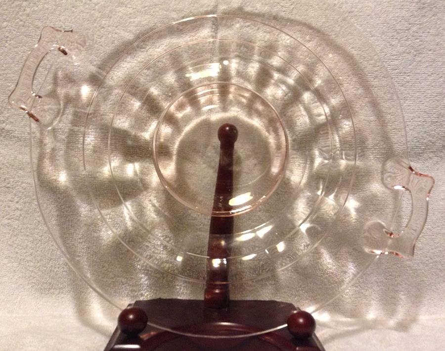 Regina Pink Handled Cake Plate by Paden City-1