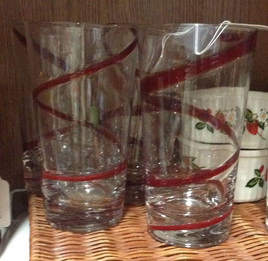Spiral Line Red Tall Flat Tumbler by Pier 1-1