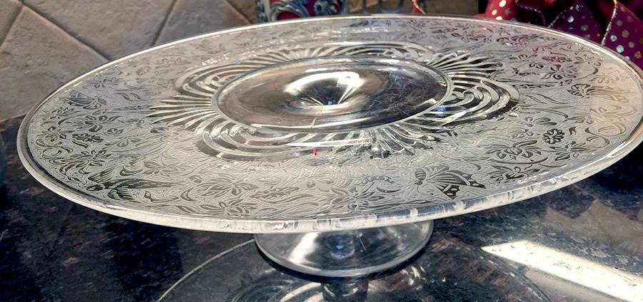 Magic Garden Clear Round Cake Stand by Paden City-1