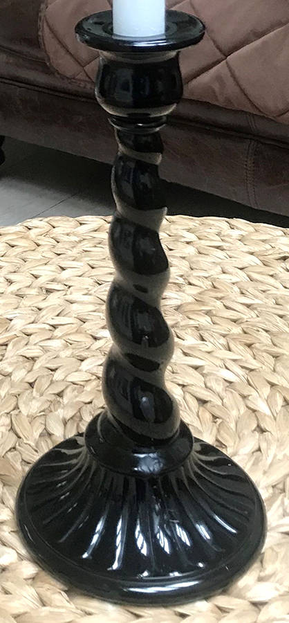 207 Black (Ebony) 10" Tall Single Light Candlestick by Paden City-1