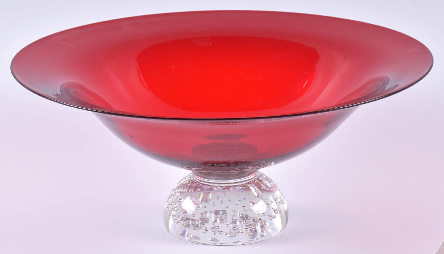 B1083 Ruby Round Compote (Height X Width) by Pairpoint-Gunderson Crystal-1