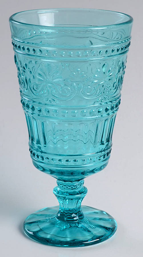 Cassie Teal Water Goblet by Pioneer Woman Glass-1