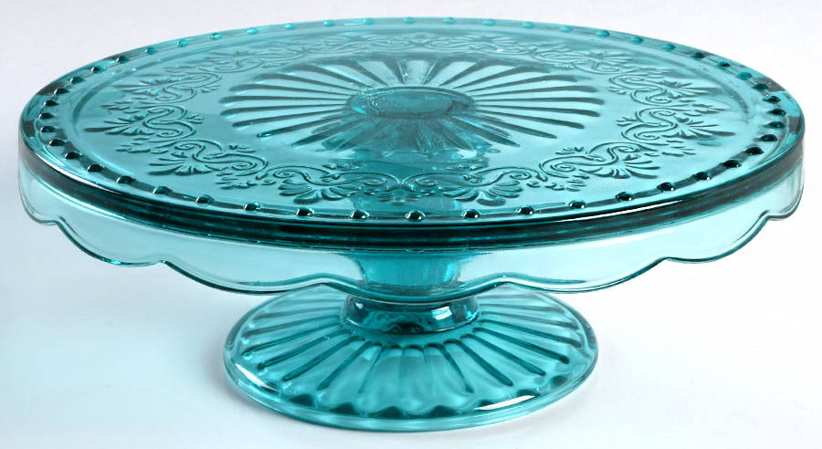 Cassie Teal 10" Diameter Pedestal Cake Stand by Pioneer Woman Glass-1