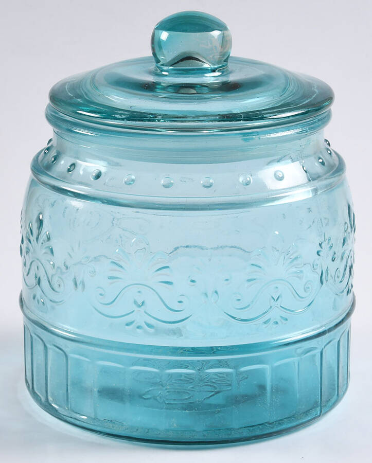 Cassie Teal Small Canister & Lid by Pioneer Woman Glass-1