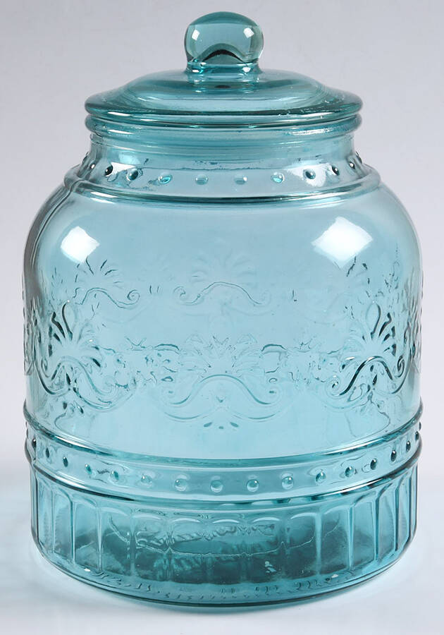 Cassie Teal Large Canister & Lid by Pioneer Woman Glass-1