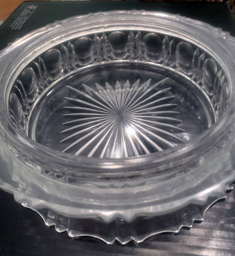 Colonial Style Round Butter Dish No Lid by Perfection Mfg Cryst-1