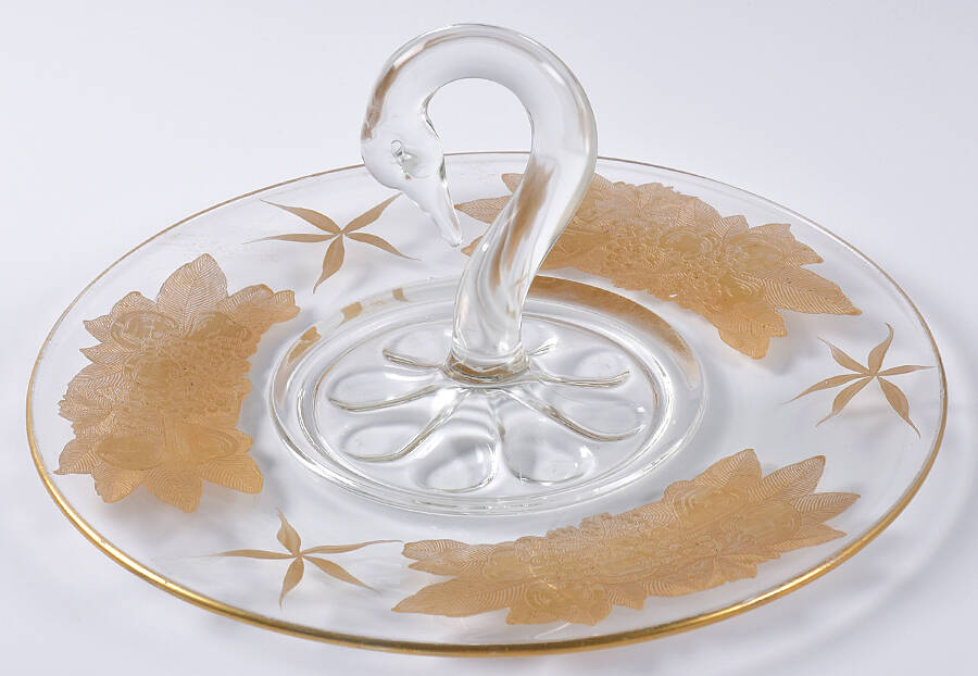 Golden Fruit Center Handle Tray by Paden City-1